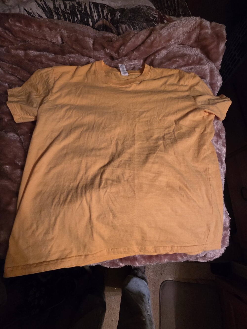 Hanes Orange Short Sleeve Ringer Tee with Brown Trim